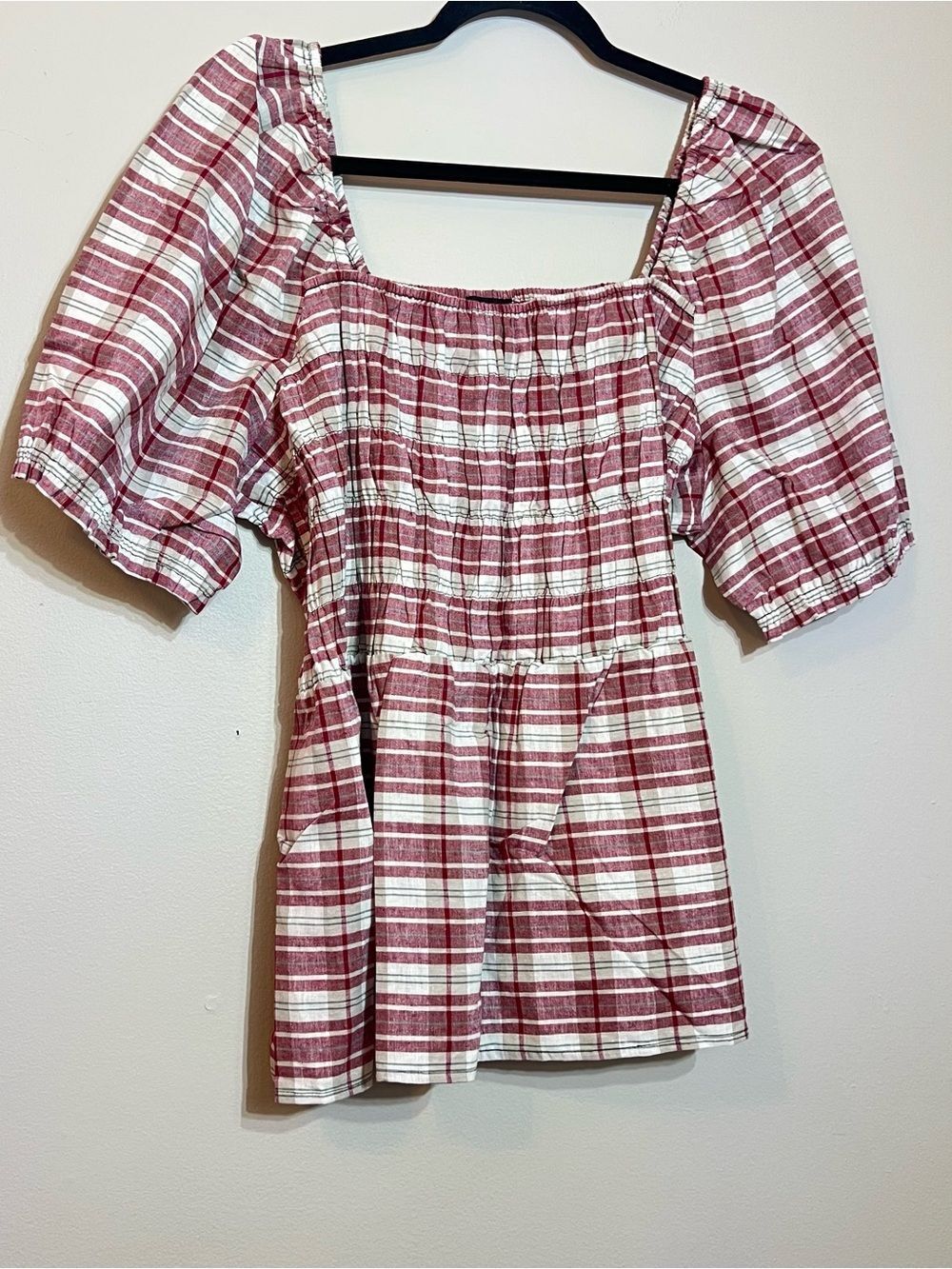 Lane Bryant Pink and White Striped Smocked Top 18